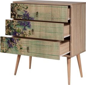 Comoda cu 3 sertare Trio 727, Vella, 80x40x90 cm, multicolor
