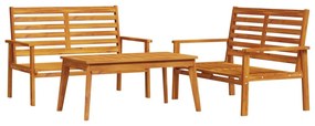3211797 vidaXL Set mobilier de grădină cu perne, 3 piese, lemn masiv acacia