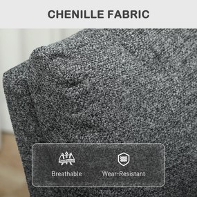 HOMCOM Fotoliu Modern Reclinabil 145° max, Tapițat din Chenille Gri | Aosom Romania