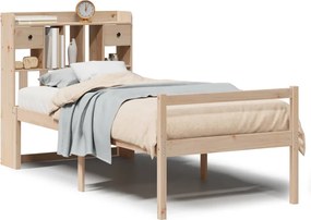 vidaXL Pat cu bibliotecă fără saltea, 90x190 cm, lemn masiv de pin