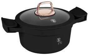 Oală cu capac și mânere de silicon detașabile 20 cm, 2.8L – Berlinger Haus Black Rose Collection BH 1456, neagră, cu strat antiaderent cu titan