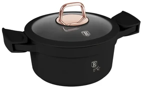 Oală cu capac și mânere de silicon detașabile 20 cm, 2.8L – Berlinger Haus Black Rose Collection BH 1456, neagră, cu strat antiaderent cu titan