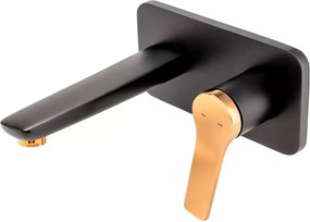 Baterie lavoar incastrata FDesign Seppia negru - rose gold cu corp ingropat