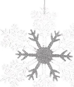 Set de decorațiuni de Crăciun Fulgi, 4 bucăți, alb, 23 x 1 x 26 cm