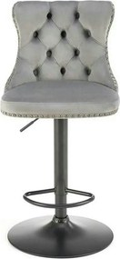 Scaun bar H117, gri/negru, stofa catifelata/otel, 47x52x96/118 cm