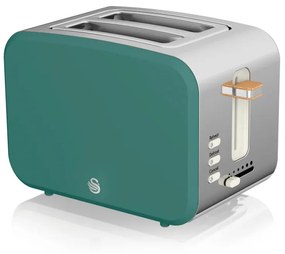 Toaster Swan ST14610GREN, 900 W, 2 felii, 6 niveluri, Tava firimituri, Dezghetare, Verde