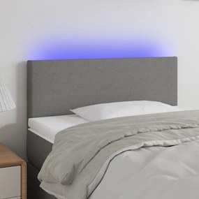 3121315 vidaXL Tăblie de pat cu LED, gri închis, 90x5x78/88 cm, textil