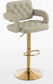 HR8403W Scaun Ecru  Piele Ecologica Premium Soft cu Bază Aurie