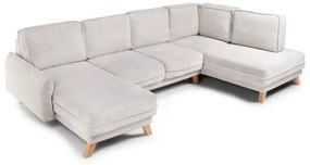 Colțar bej extensibil cu tapițerie din catifea reiată (cu colț pe partea dreaptă/în formă de "U") Tori – Bonami Selection