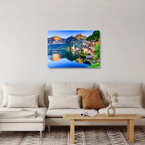 Tablou pe sticlă - Sat alpin (70x50 cm)
