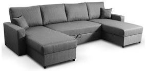 Colțar extensibil în U cu spațiu de depozitare JANISE, gri