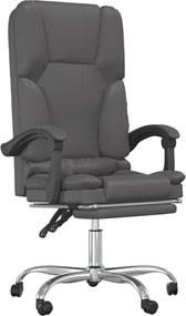vidaXL Fotoliu de birou rabatabil cu masaj, gri, piele ecologică