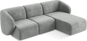 Colțar gri cu tapițerie din chenille (cu colț pe partea dreaptă/cu șezlong) Lani – Makamii