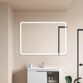 Oglindă baie, Multifuncțională, Iluminare LED Touch, Intensitate reglabila, Sistem Dezaburire, 70x50 cm