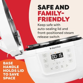 Resigilat: Multicooker Instant Pot Classic Mini 140800801, 800 W, 3,8 l, 7 programe, Butoane „Favorite”, Ecran LCD, Otel inoxidabil, Alb