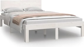vidaXL Cadru de pat, alb, 120x200 cm, lemn masiv de pin