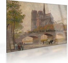 Tablou pe sticlă - Robert William Vonnoh, Notre Dame de Paris, reproducere (70x50 cm)