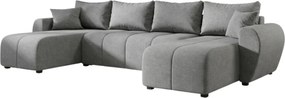 Coltar extensibil in forma de U SEVIO, gri, 311x145 cm + 2 perne GRATUIT