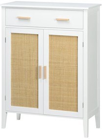 HOMCOM Mobilier pentru încălțăminte de depozitare cu 2 uși efect canelură sertar 80 x 35 x 110 cm alb | Aosom Romania