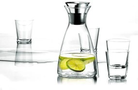 Set Carafă cu marginea drip-free + 4 pahare, transparent, Eva Solo