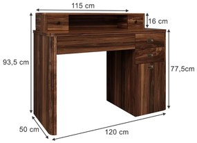 BIM2 - Masa de birou , 120 cm, home office cu 5 sertare - Maro