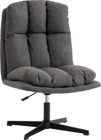 HOMCOM Fotoliu accent rotativ, fotoliu de lectură din material cu aspect de in fără brațe cu șezut lat și picioare metalice, Gri închis | Aosom Romania