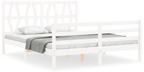 3194387 vidaXL Cadru de pat cu tăblie, alb, 160x200 cm, lemn masiv