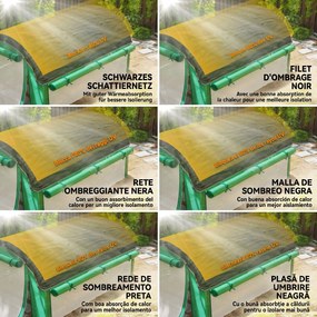 Outsunny Seră de Grădină Tunel 3x2x2 m cu Plasă de Umbrire, Seră pentru Legume și Flori cu 6 Ferestre, 2 Uși și Pereți Laterali Rulanți, Cadru din Oțel și Acoperire PE, Verde | Aosom Romania