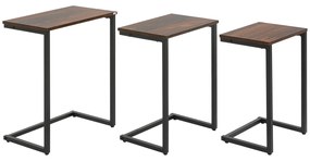 HOMCOM Masă laterală, Masă de cafea, Set de 3, Design industrial, Cadru din oțel, maro+negru, 45 x 30 x 60 cm | Aosom Romania
