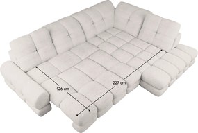 Set canapea extensibilă cu funcţie de extensie electrică, crem, pe dreapta, TOLLO L ROH