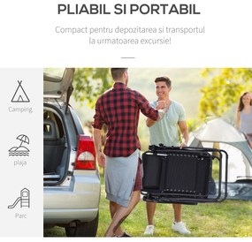 Outsunny Set Mobilier de Gradina 2 Scaune Rabatabil si Masuta Reglabila Pliabila,Tesatura de Textilen, Negru