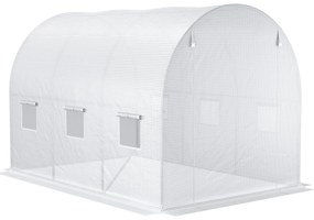 Outsunny Folie pentru Seră cu 12 Ferestre, Ușă Rulabilă și Margini Îngropate, 3x2x2 m, Alb | Aosom Romania