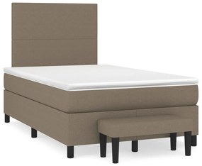 vidaXL Pat box spring cu saltea, taupe, 120x190 cm material textil