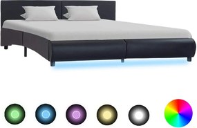 Cadru de pat cu LED, negru, 180 x 200 cm, piele ecologica