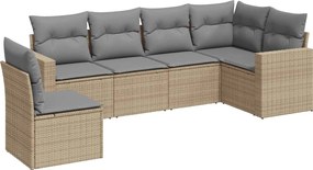vidaXL Set canapele de grădină cu perne, 6 piese, bej, poliratan
