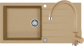 Set chiuveta bucatarie Alveus Cadit 50 bej 100x50 cm si baterie Kati monocomanda