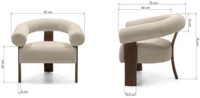 Fotoliu design bej KOKEI ALIA, decor nuc