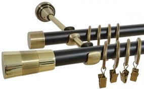 Galerie dubla duo VALEO 19/19 mm negru aur antic (Alege marime: 140 cm)