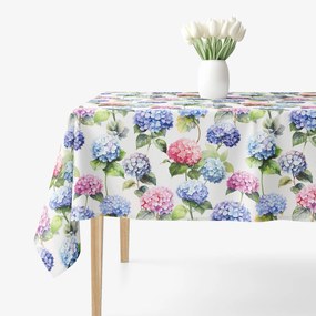 Goldea față de masă decorativă loneta - flori de hortensie 120 x 120 cm