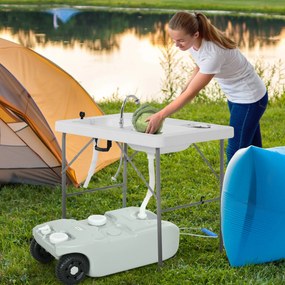 Rezervor Outsunny 40L Camping Robinet Roți | Aosom Romania