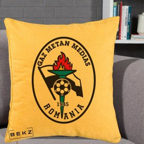 Perna Personalizata Gaz Metan Medias 1945 Fotbal, 40x40 cm, Galben, Husa Detasabila, Perna Inclusa, BEKZ®