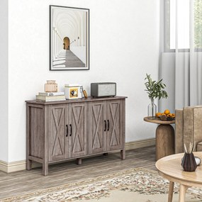 HOMCOM Dulap în Stil Rustic cu 2 Rafturi Reglabile pentru Depozitare, Dulap pentru TV cu 4 Uși, 120x37x75 cm, Gri | Aosom Romania