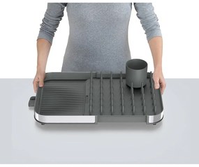 Scurgător de vase gri ajustabil din oțel inoxidabil 35x39 cm Duo – Joseph Joseph