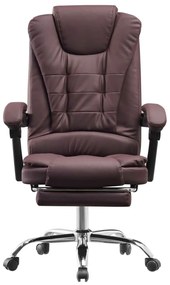 Scaun directorial, suport picioare, piele ecologică, Maro Inchis,
