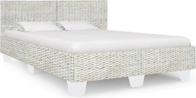 vidaXL Cadru de pat, gri, 140 x 200 cm, ratan natural