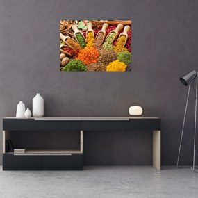 Tablou pe sticlă - Condimente din întreaga lume (70x50 cm)