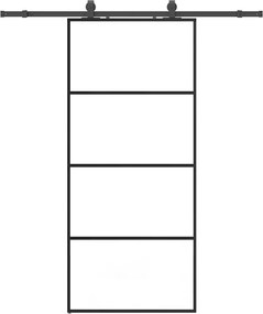 vidaXL Ușă glisantă cu set de feronerie neagră 90x205 cm Sticlă ESG