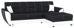 Colţar, piele ecologică albă/material textil negru, model dreapta, MARUTI