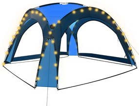 Cort petrecere cu LED  4 pereti laterali albastru 3,6x3,6x2,3m Albastru