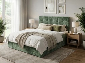 Pat tapițat boxspring DIRELIS VIBE 140x200 cm verde inchis Saltea: Saltea cu arcuri Bonell